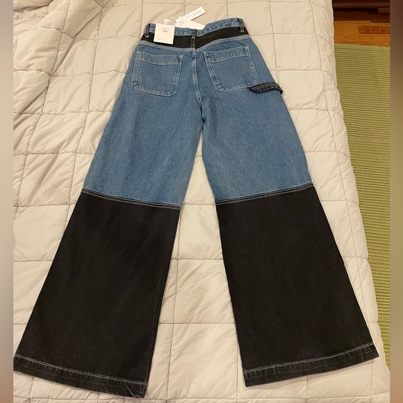 NWT ASOS Bershka Patchwork Wide Leg Jeans - Picture 10 of 16